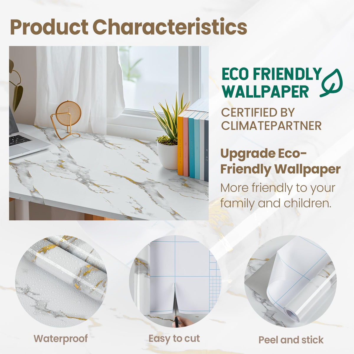 practicalWs peel-and-stick marble wallpaper ideal for quick kitchen updates