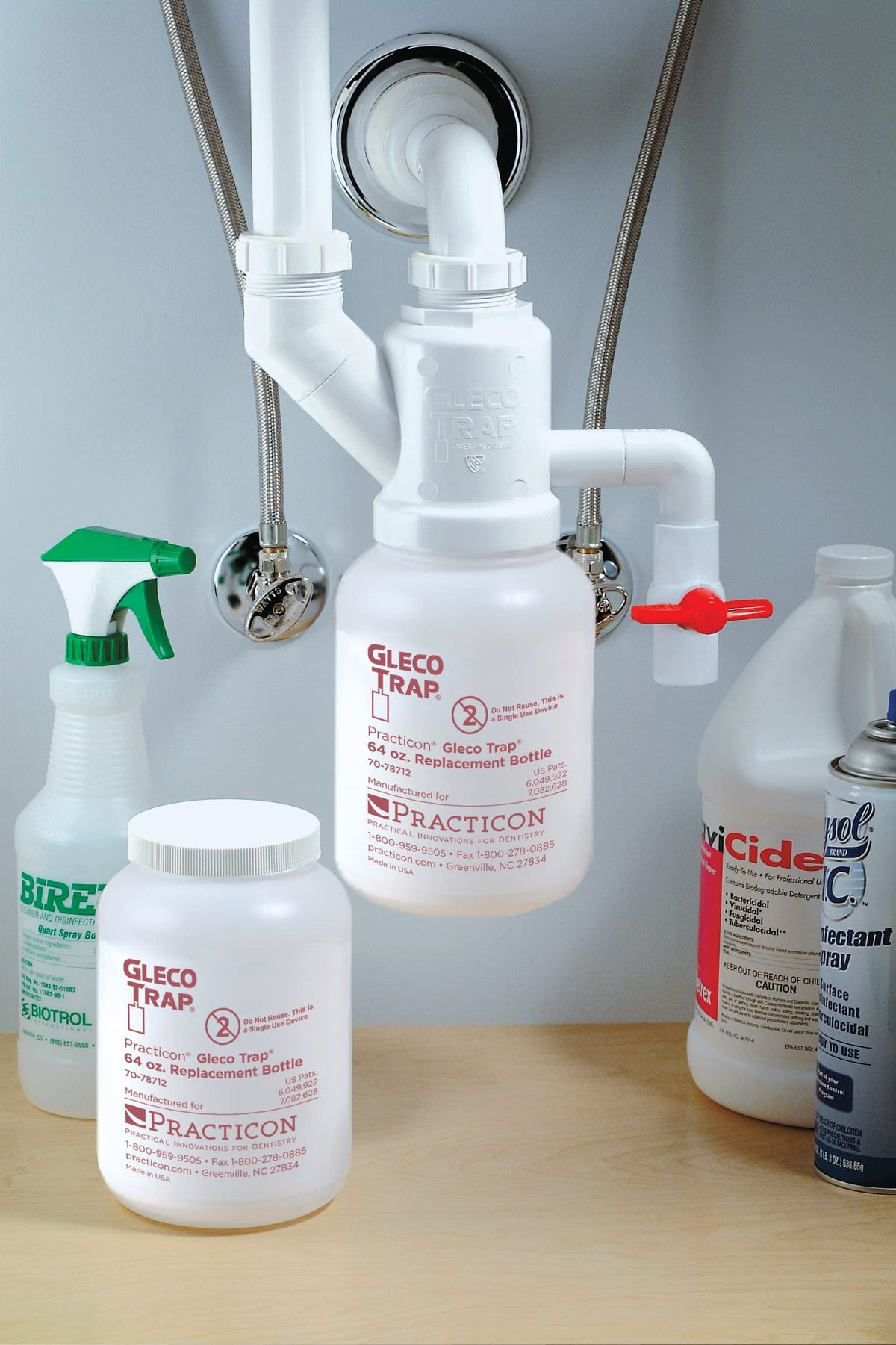 Practicon Gleco Trap System bottle replacement is quick and simple