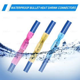 Close-up of PRECIHW blue bullet connector for medium gauge wiring