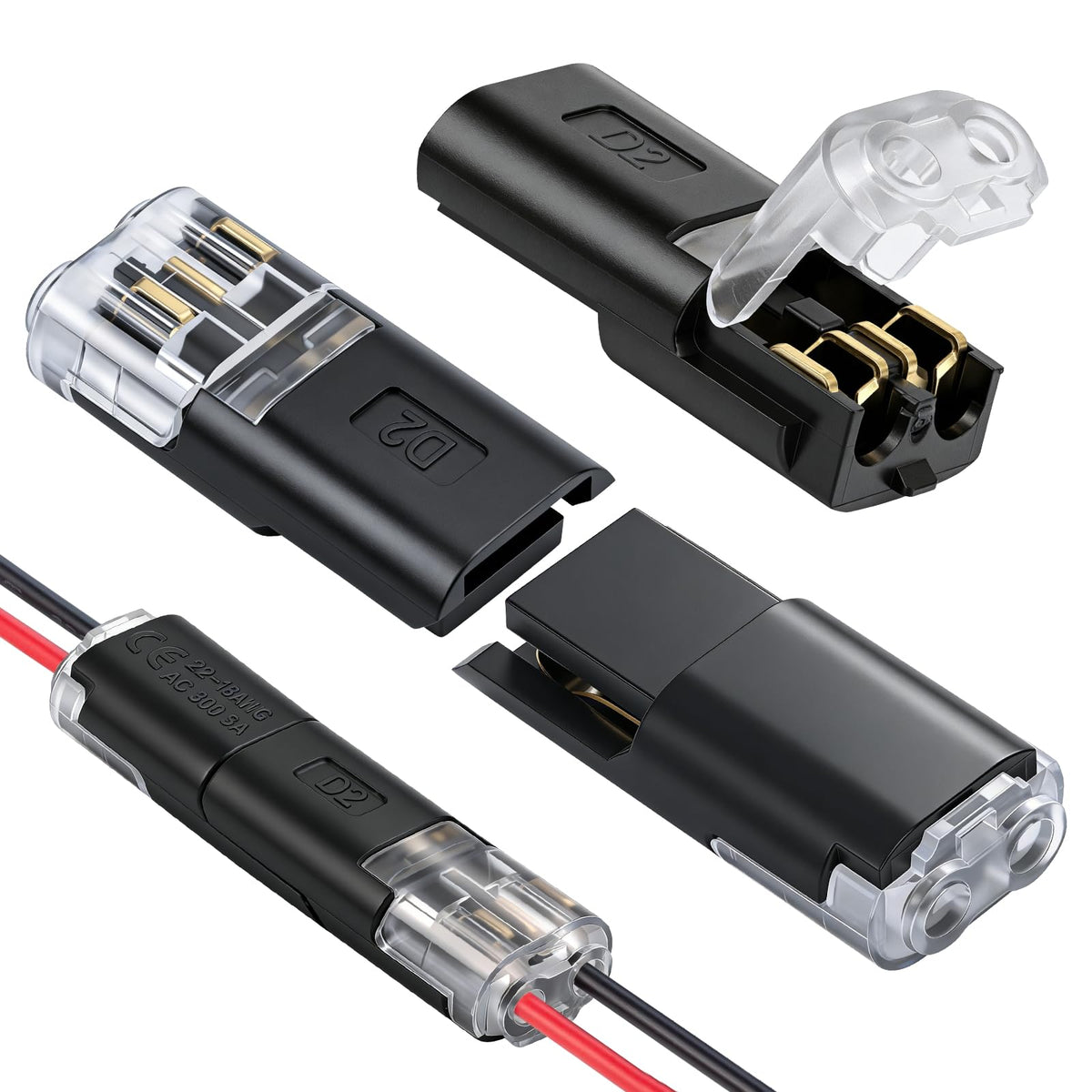 PRECIHW quick-splice 2-pin connector for tool-free low-voltage wiring.