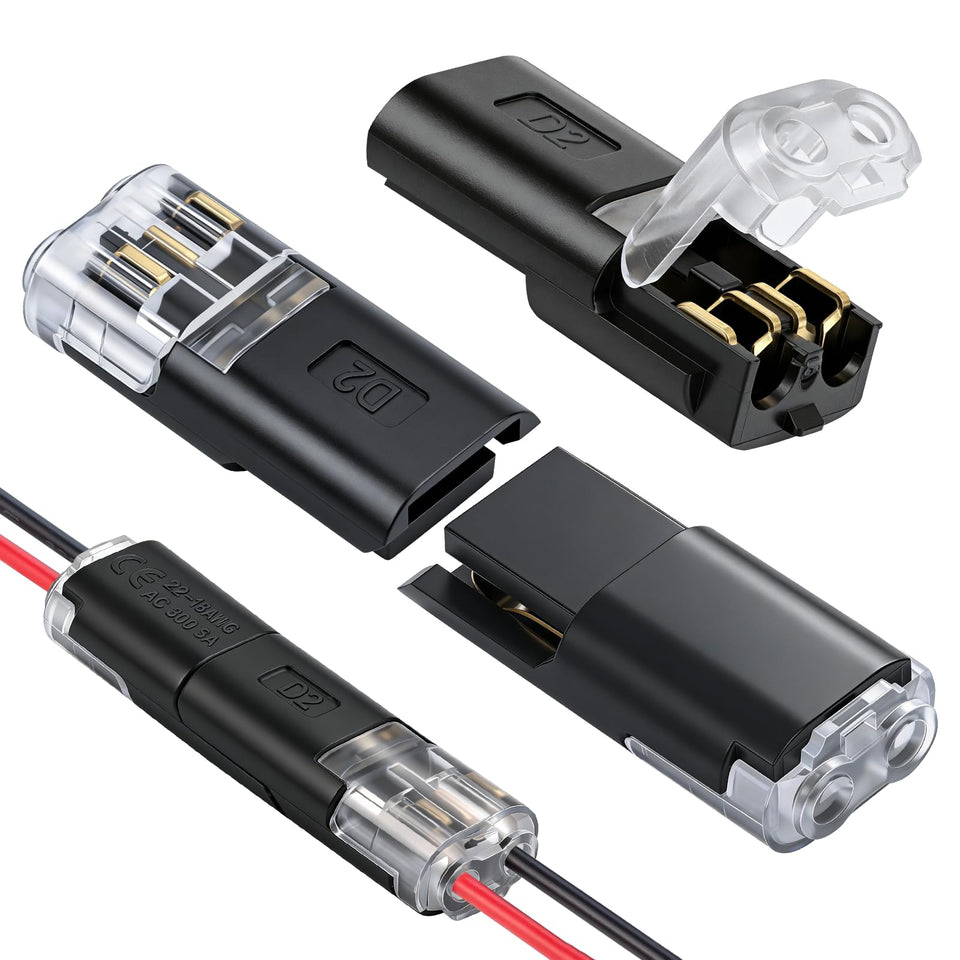PRECIHW quick-splice 2-pin connector for tool-free low-voltage wiring.