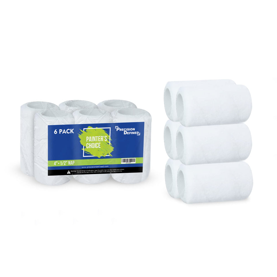 Precision Defined 4-inch roller cover pack, front view, for smooth paint distribution