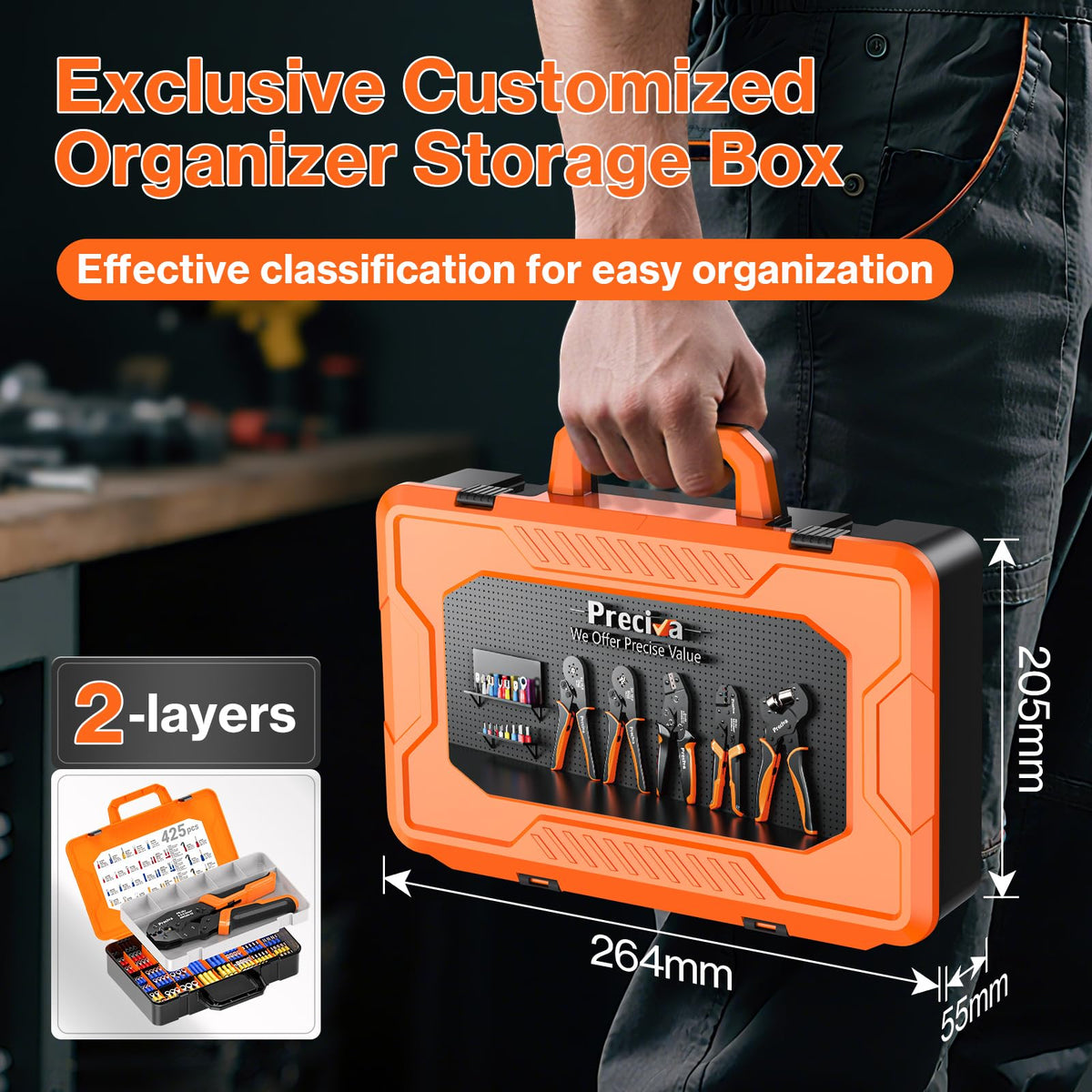 Preciva 425pcs insulated connectors kit for versatile electrical connections.
