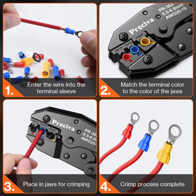 Preciva color-coded jaws simplify quick identification during crimping.