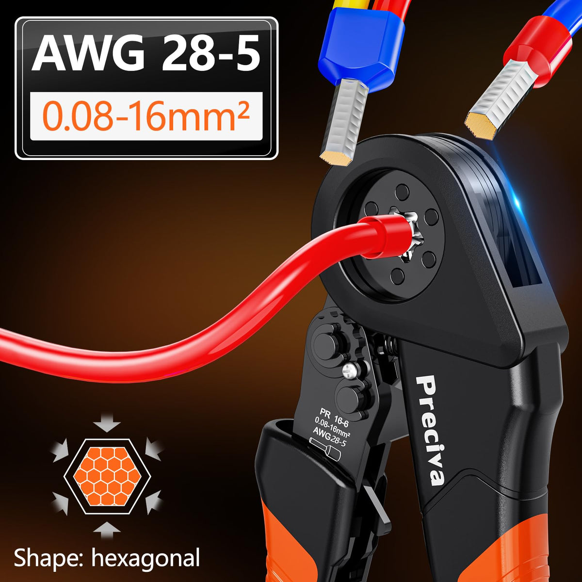 Preciva crimp die and ratchet enabling secure, professional crimps.