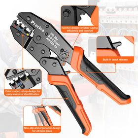 Preciva ergonomic non-slip handle reduces effort during crimping.
