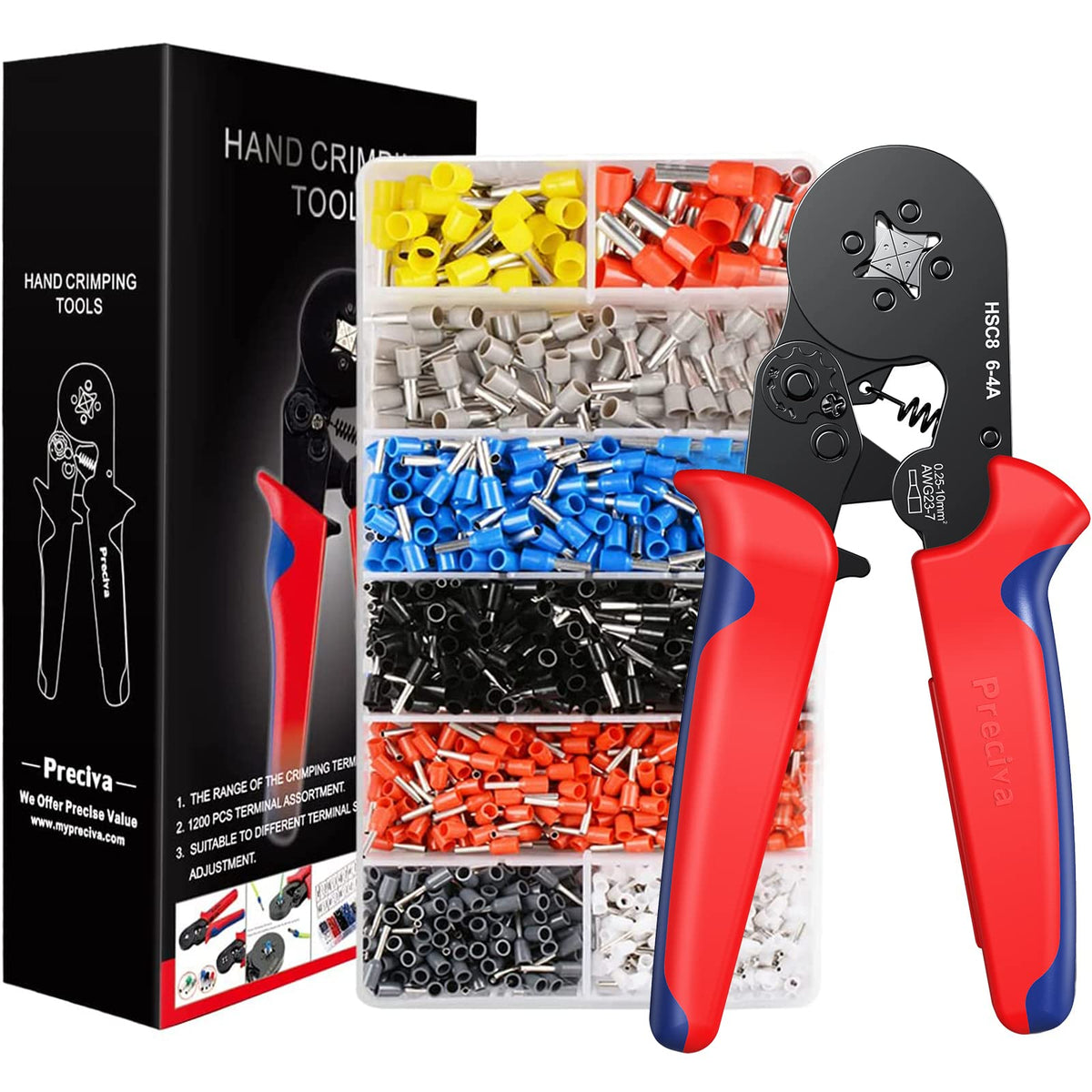Preciva ferrule crimping tool kit in a compact setup for DIY projects