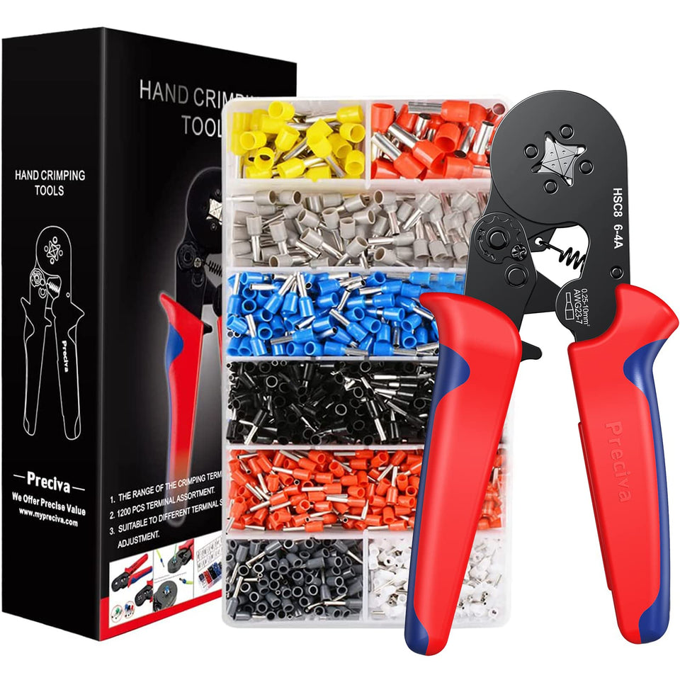 Preciva ferrule crimping tool kit in a compact setup for DIY projects