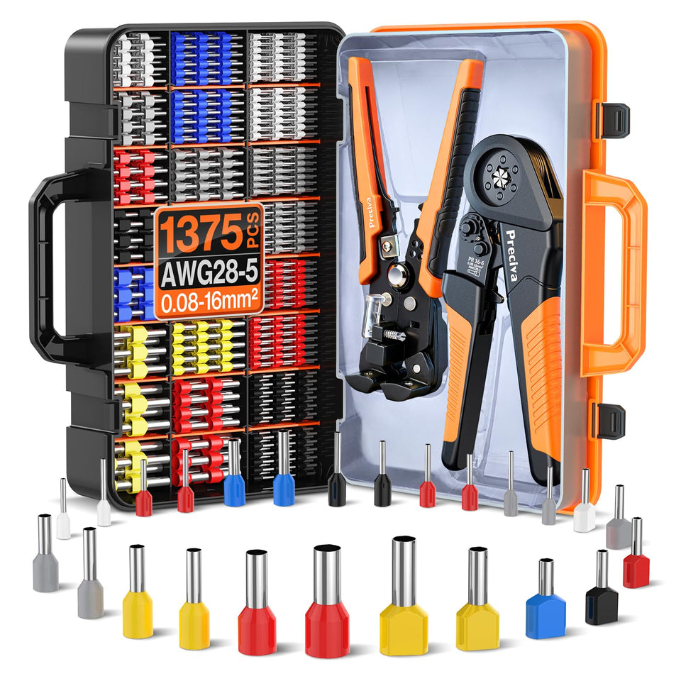 Preciva ferrule crimping tool kit pliers for precise, reliable terminations.