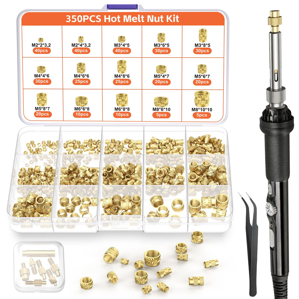 Preciva heat-set insert tip set with 60W iron ready for clean embedding