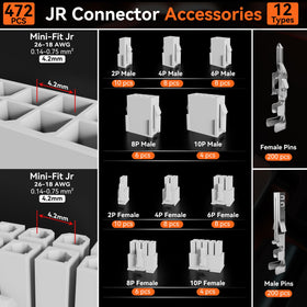 Preciva Mini-Fit Jr kit 12 connector varieties for 2-10 pin projects