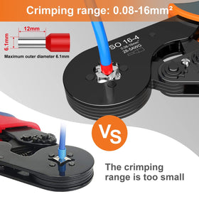 Preciva self-adjusting crimping tool auto-adjusts diameter for consistency.