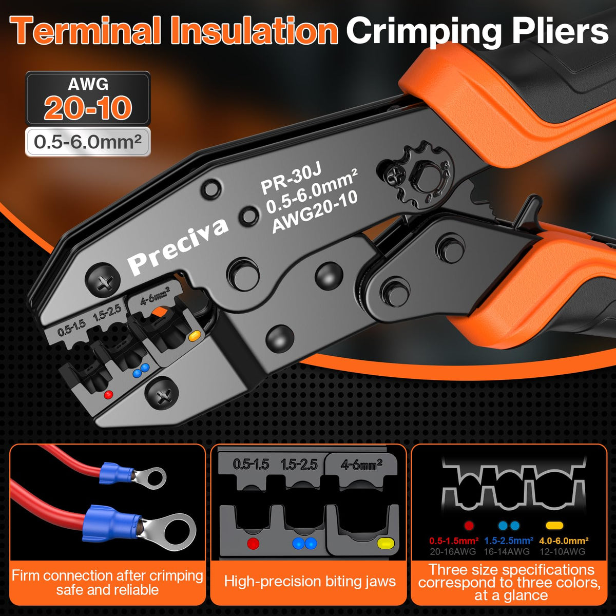 Preciva self-adjusting ratchet crimping die ensures consistent crimps.