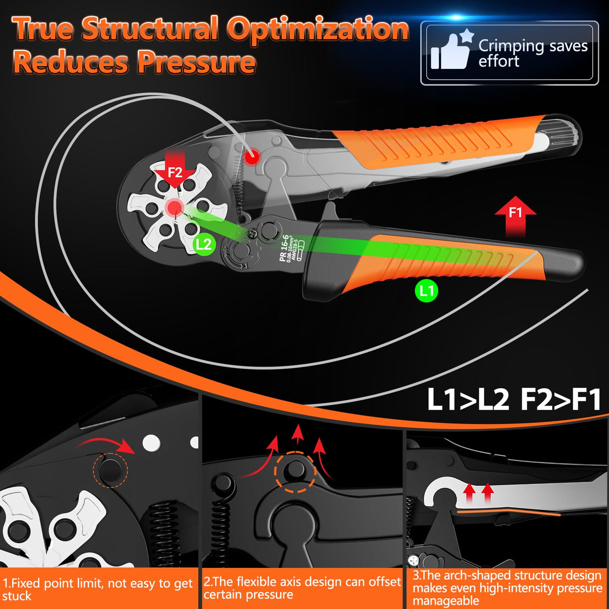 Preciva self-adjusting ratchet mechanism reduces effort while maintaining strength.