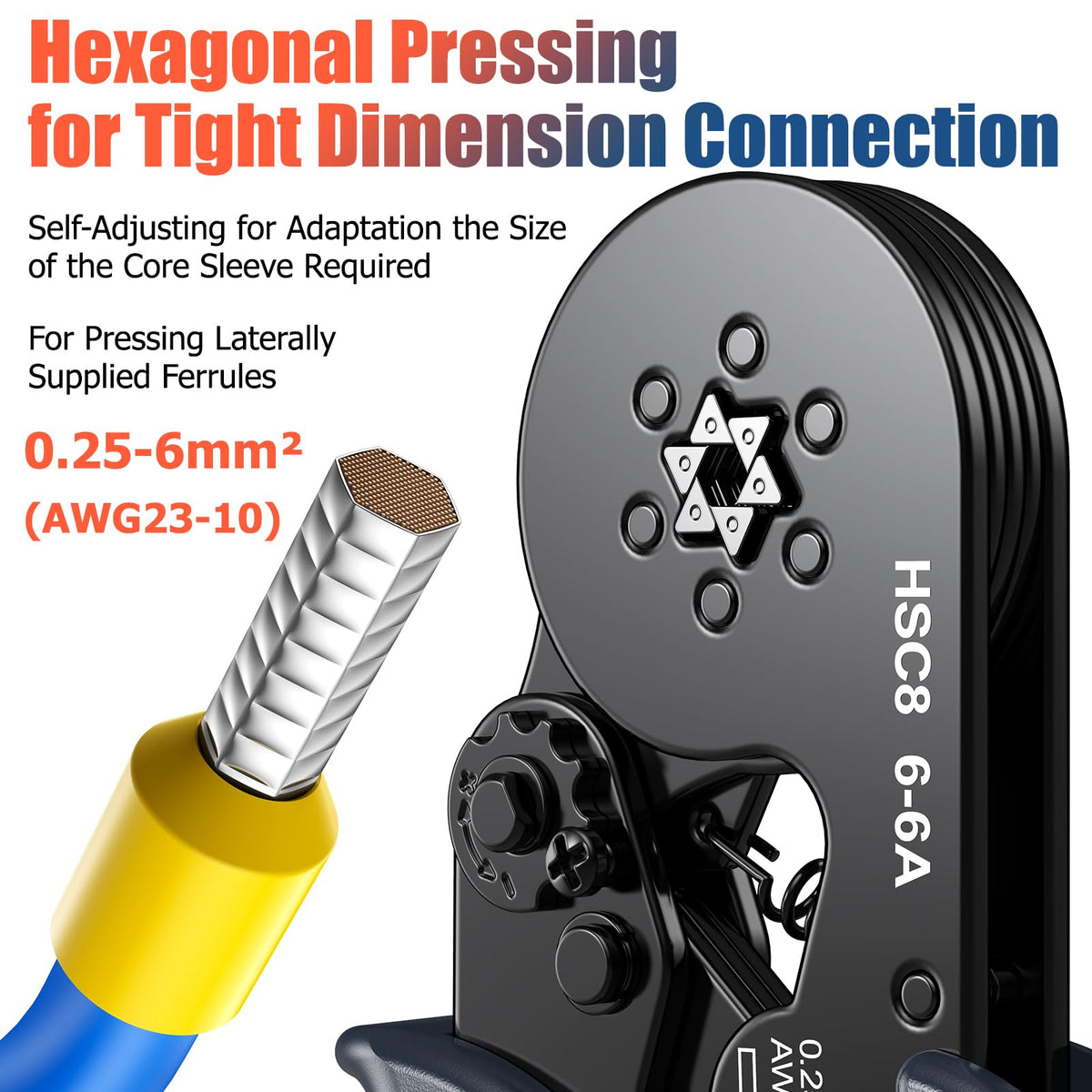 Preciva six-sided ferrule crimping design improves grip for firmer joints.