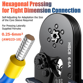 Preciva six-sided ferrule crimping design improves grip for firmer joints.