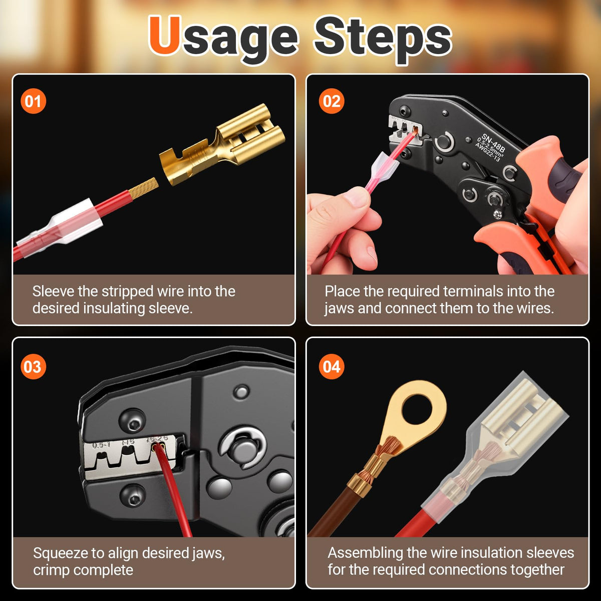 Preciva spade connector crimper with precision ratchet for consistent crimps.