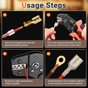 Preciva spade connector crimper with precision ratchet for consistent crimps.