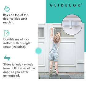 GlideLok top‑of‑door saddle design keeps kids away from the lock