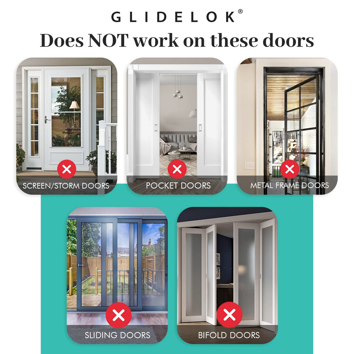 Predictable Solutions GlideLok suitable for interior and exterior doors in homes.
