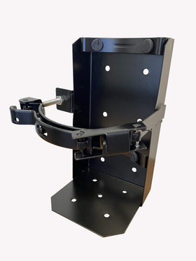 Preece Precision heavy-duty bracket securing a 10lb dry extinguisher in a vehicle
