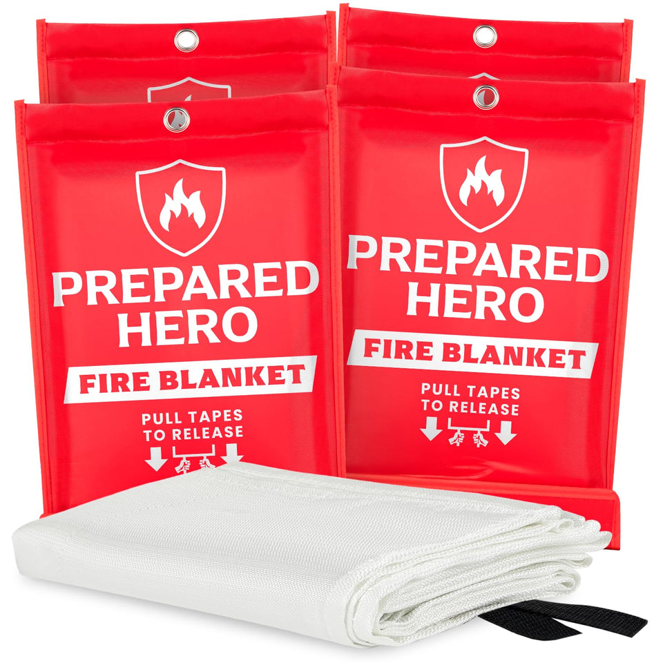 Prepared Hero emergency fire blanket in box, ready for quick, mess-free fire suppression.