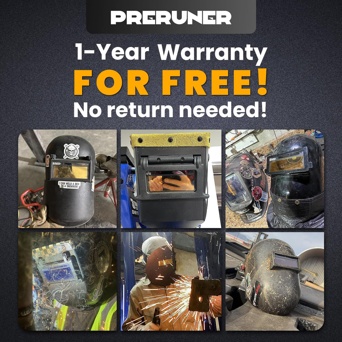 Preruner gold-coated auto-darkening lens offers sharp clarity during welding sessions.