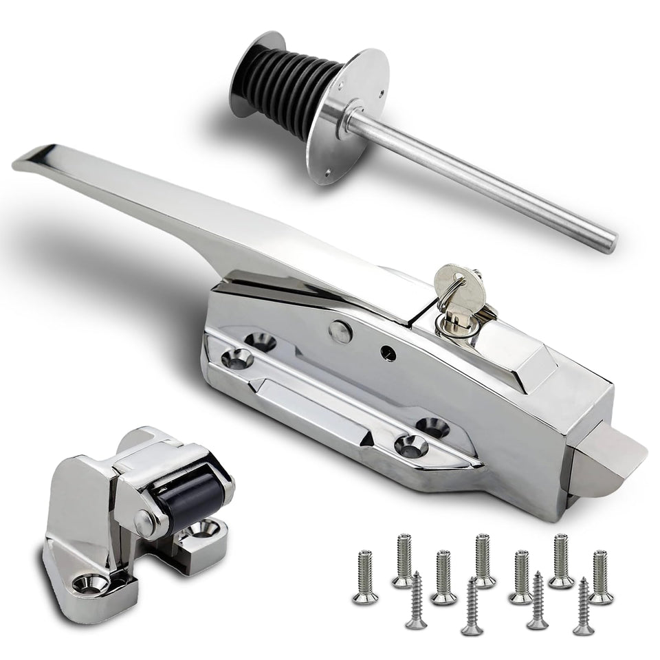 Preruner walk-in cooler door handle in metallic silver showcases durable 304 stainless steel.