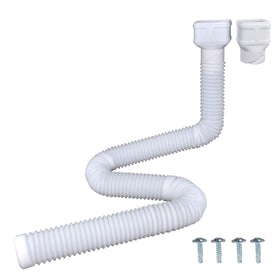 Prestantious downspout extension 7ft white stretched for flexible rain drainage.