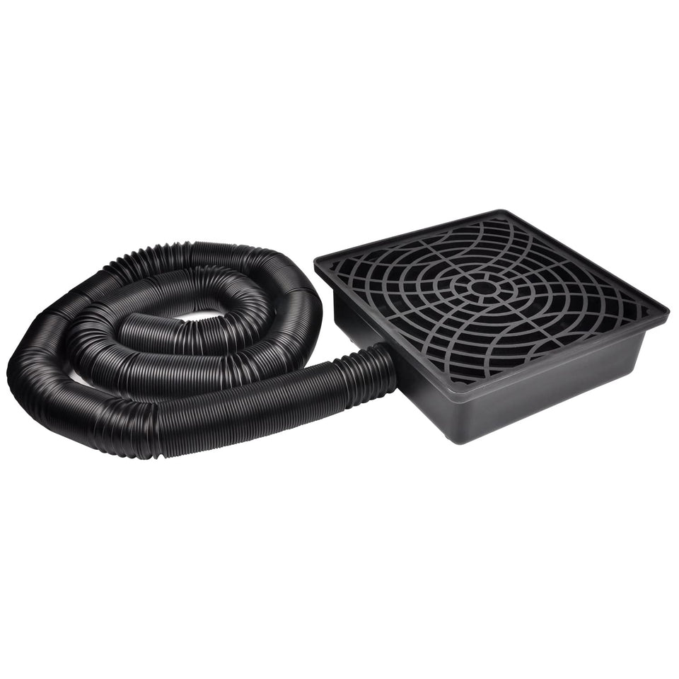 Prestantious low-profile catch basin kit for underground drainage, reducing surface disruption