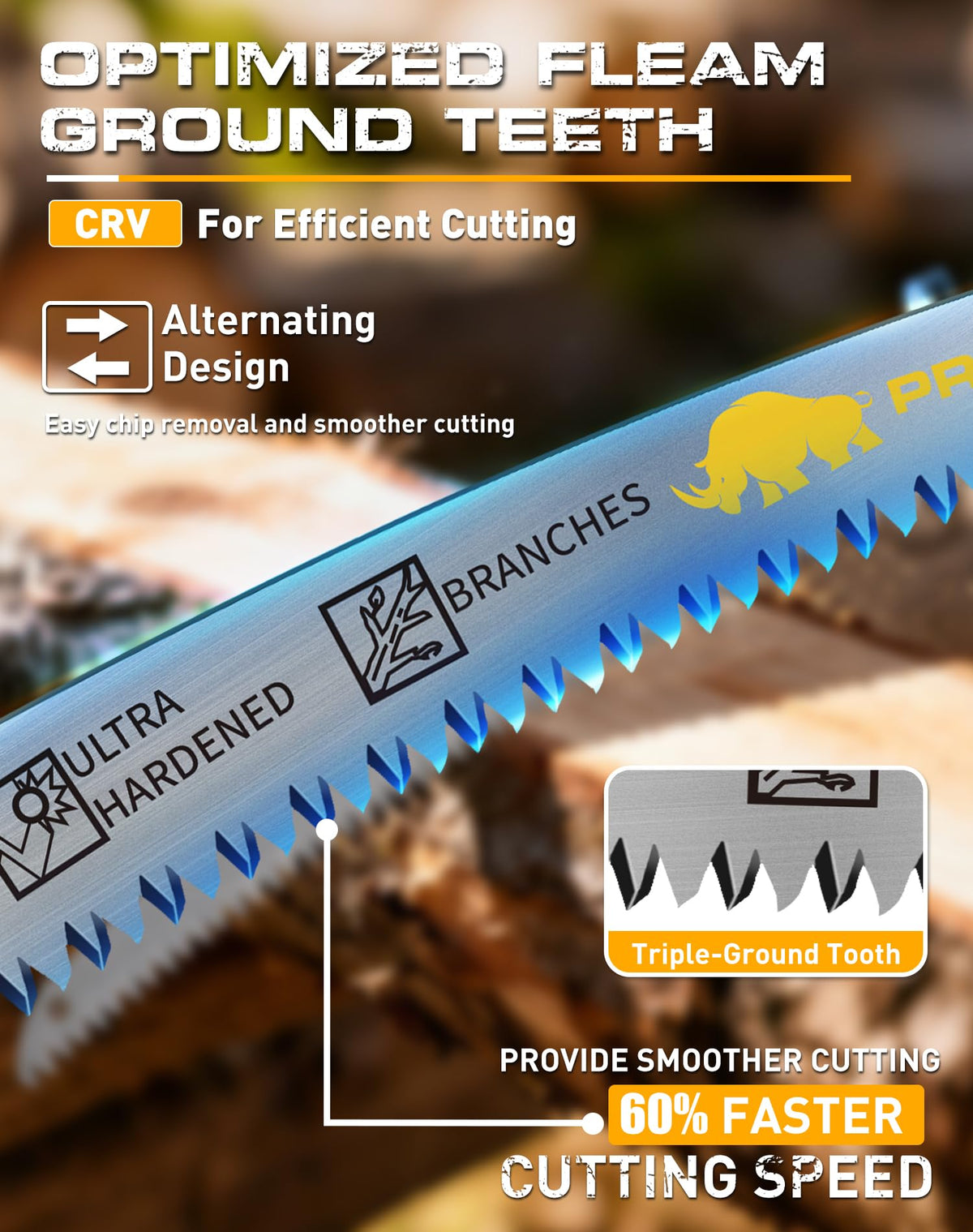 PRETEC arc edge design reduces binding for cleaner, faster cuts.
