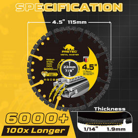 PRETEC metal cutting disc handling steel bars and pipes