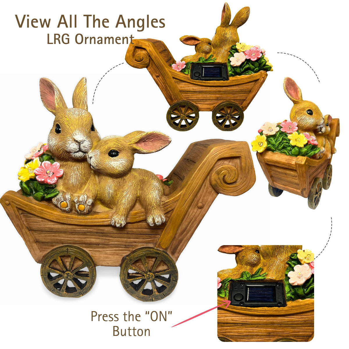 PRETMANNS solar bunny garden decor adds whimsical presence to flower beds.