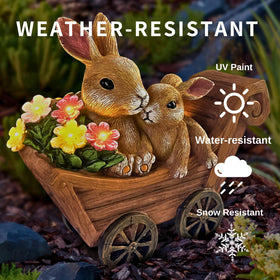 PRETMANNS solar bunny yard path light brightens walkways after sunset.
