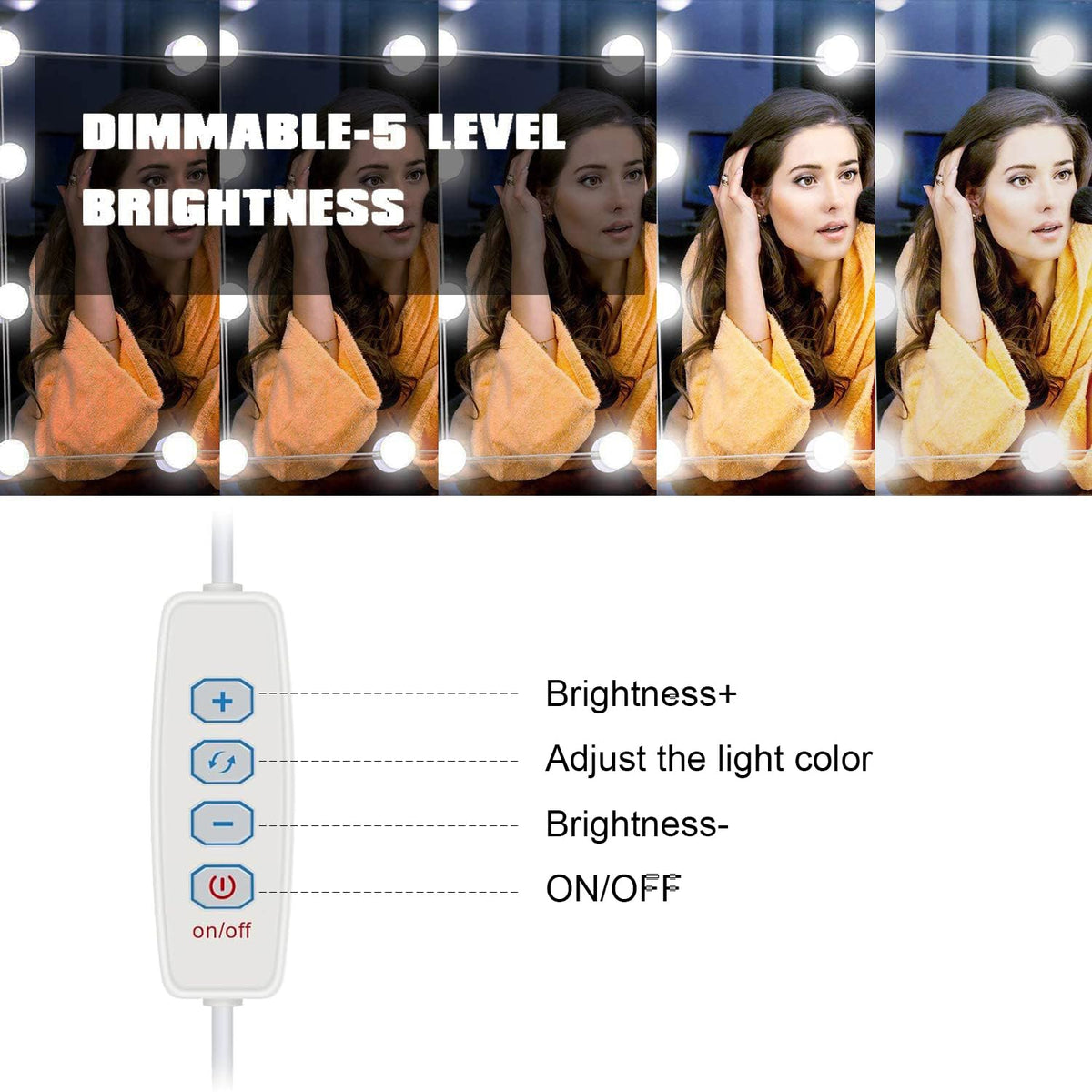 Prettmess Hollywood-style lights provide studio-like illumination for flawless makeup.