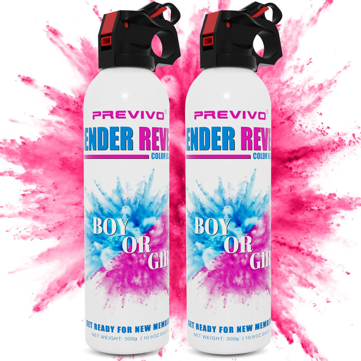 Previvo large gender reveal spray emits pink smoke for dramatic moment