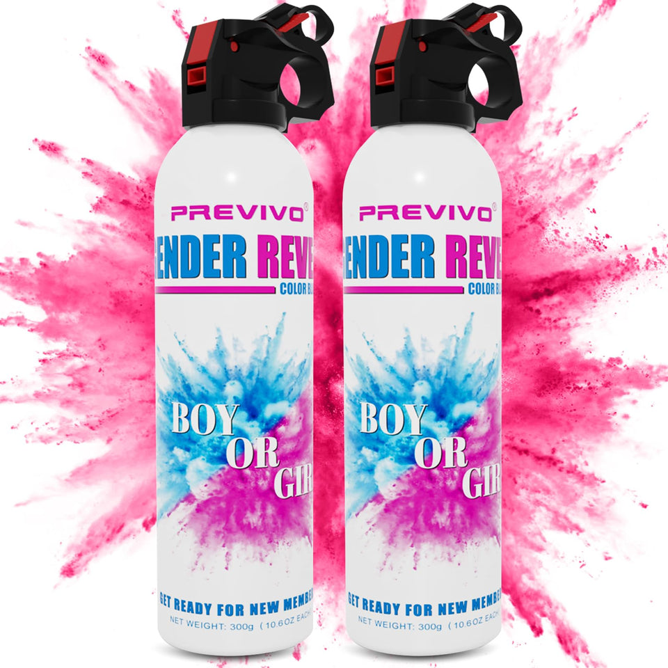 Previvo large gender reveal spray emits pink smoke for dramatic moment