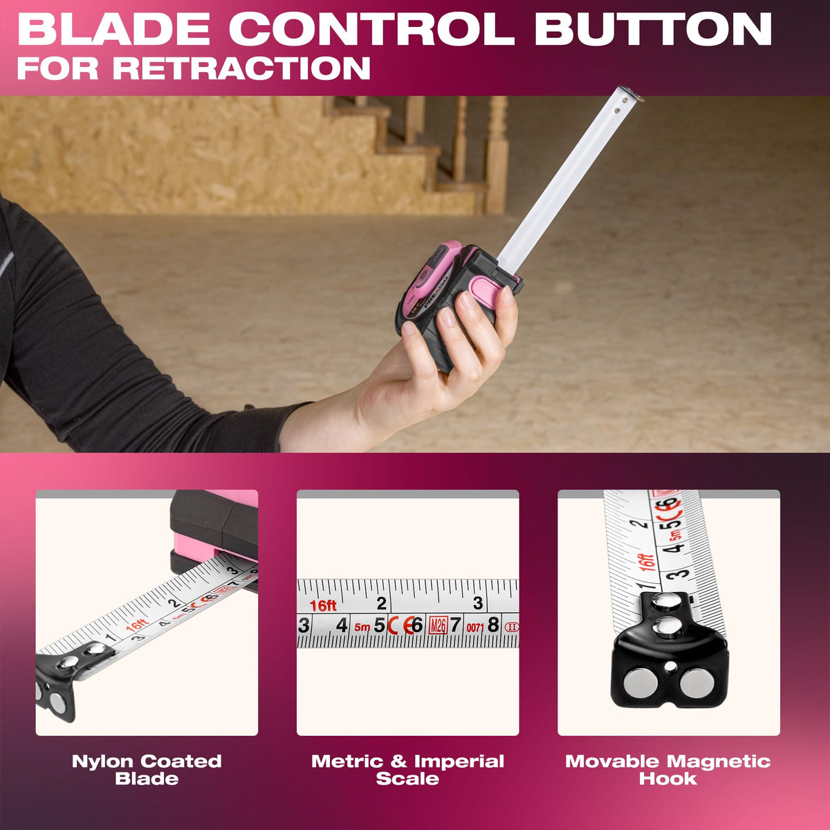 Prexiso 2-in-1 laser tape measure auto-lock feature in action for precise reads.
