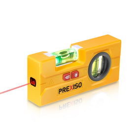 Prexiso 2-in-1 line laser level front view with compact pocket design and LED light.