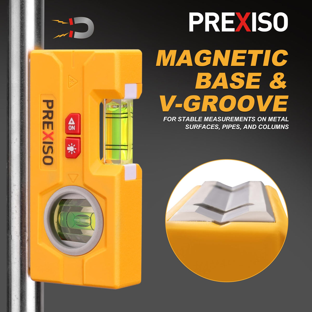 Prexiso tool being used to hang pictures with accurate guides.