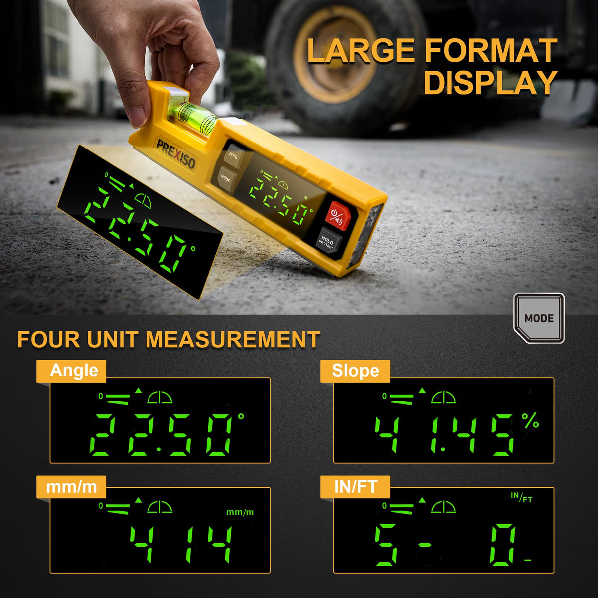 Prexiso four units and two ranges for flexible readings.