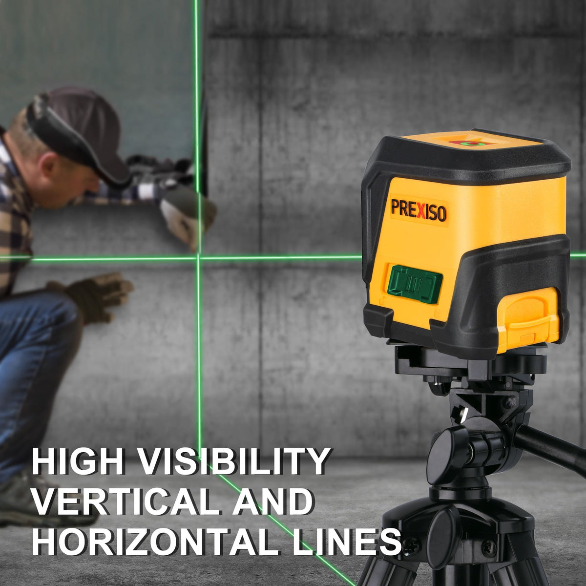 Prexiso laser level includes two AA batteries for immediate use