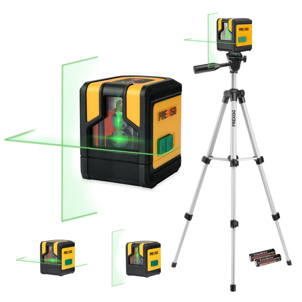 Prexiso laser level green beam provides bright visibility for precise layout tasks