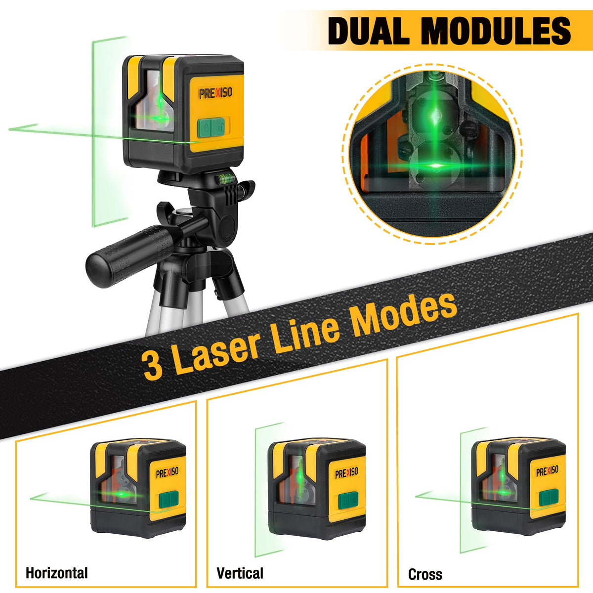 Prexiso laser level horizontal and vertical lines aid accurate tile and cabinet placement