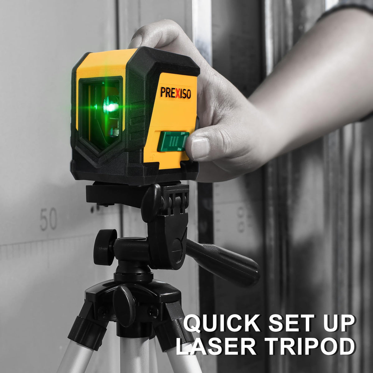 Prexiso laser level manual mode locks lines for angled layouts