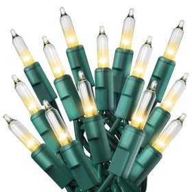 PREXTEX clear Christmas lights on 20 ft green wire for indoor and outdoor decor