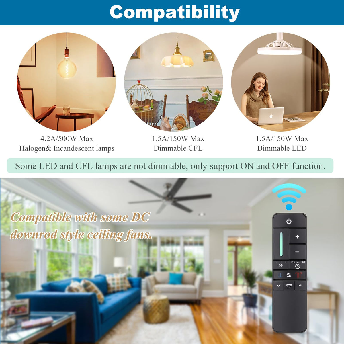 Prichor UC7225T remote uses AAA batteries (not included) for power.