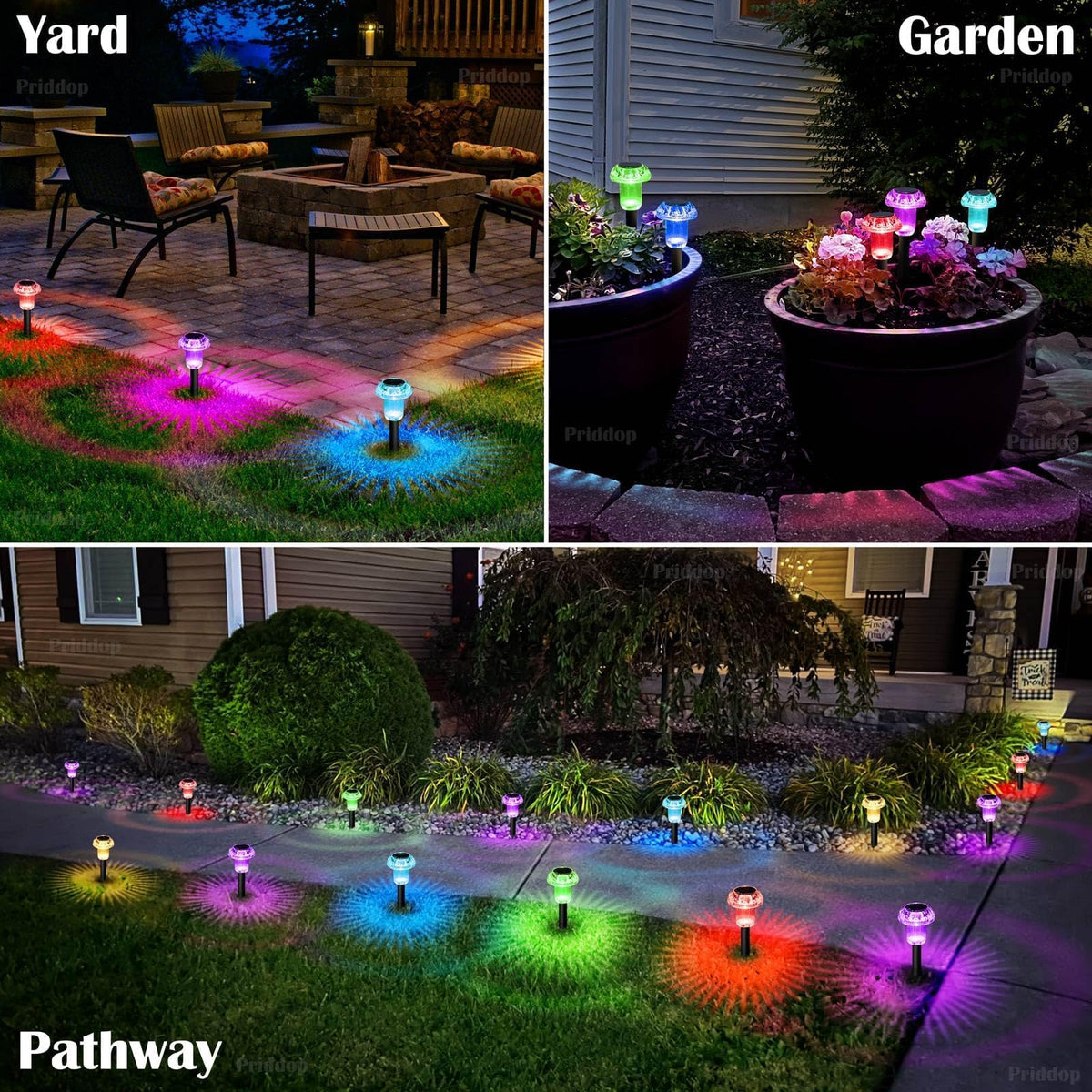 Priddop lights install easily for outdoor yard installation without wiring.