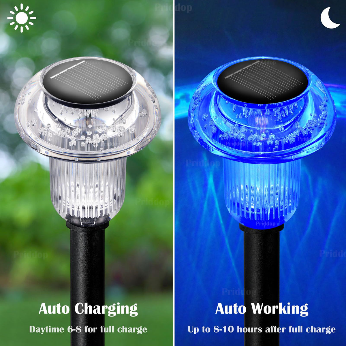 Priddop waterproof-yard-light IP64 withstands rain and wind for outdoor use.