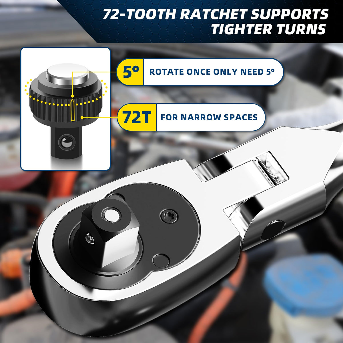 PRIDE&CRAFT 1/2-inch extralong ratchet with extended reach for leverage